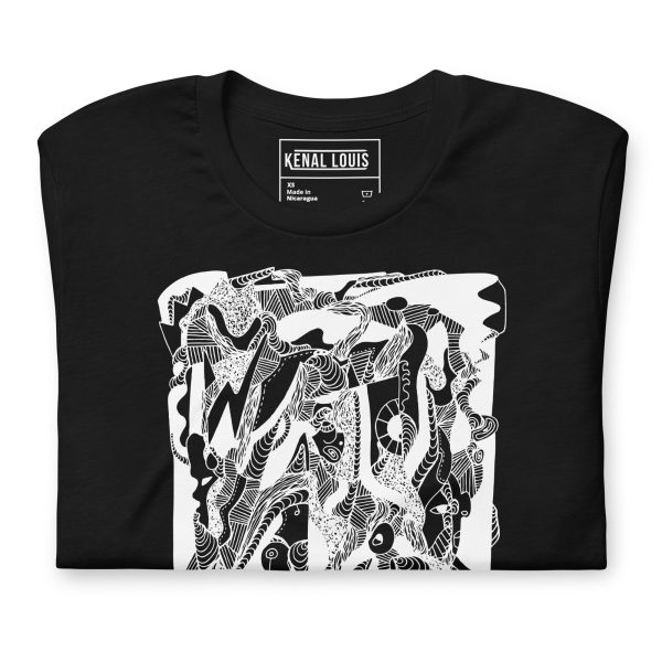 Abstract Art T-shirts "Abstract Wave of Thoughts No. 4" Abstract T-shirt (White Line Art Edition) - Image 3