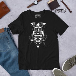 The Most Unique African Mask T-shirt: Artwork "Mask No.6" (White Line Art Edition)