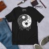 Beautiful Yin Yang T-shirt "Yin Yang Crystal and The Night Sky" Graphic Tee (White Line Art Edition)