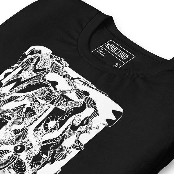 Abstract Art T-shirts "Abstract Wave of Thoughts No. 4" Abstract T-shirt (White Line Art Edition) - Image 2