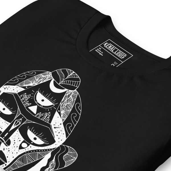The Most Unique African Mask T-shirt: Artwork "Mask No.7" (White Line Art Edition) - Image 2