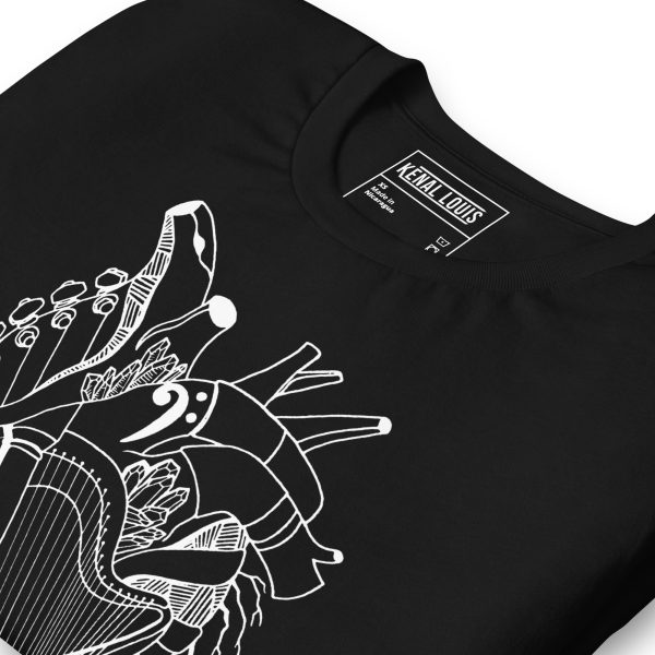 Beautiful Music Heart T-shirt "Musical Heart No. 2" Graphic Tee (White Line Art Edition) - Image 2