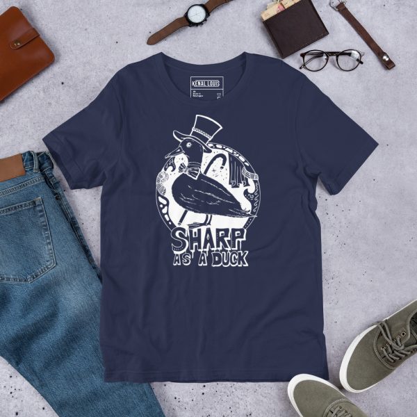 Unique Duck T-Shirt "Sharp As A Duck" Graphic T-shirt (White Line Art Edition) - Image 7