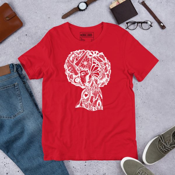 Unique Afro T-shirt "Beautiful Mind No.2" Afrocentric Shirt (White Line Art Edition) - Image 8