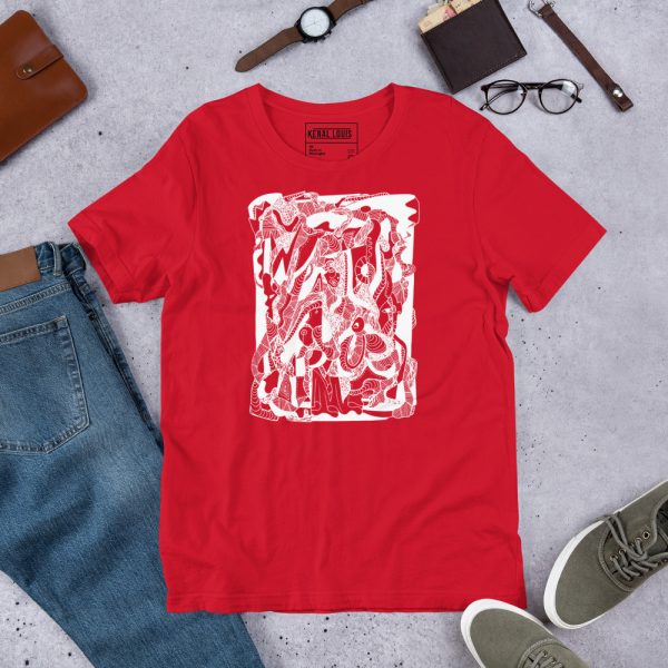 Abstract Art T-shirts "Abstract Wave of Thoughts No. 4" Abstract T-shirt (White Line Art Edition) - Image 8