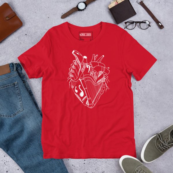 Beautiful Music Heart T-shirt "Musical Heart No. 2" Graphic Tee (White Line Art Edition) - Image 7