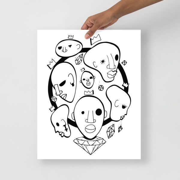 Black culture art print of 7 Wise Kings and 7 Stones on matte museum-quality paper