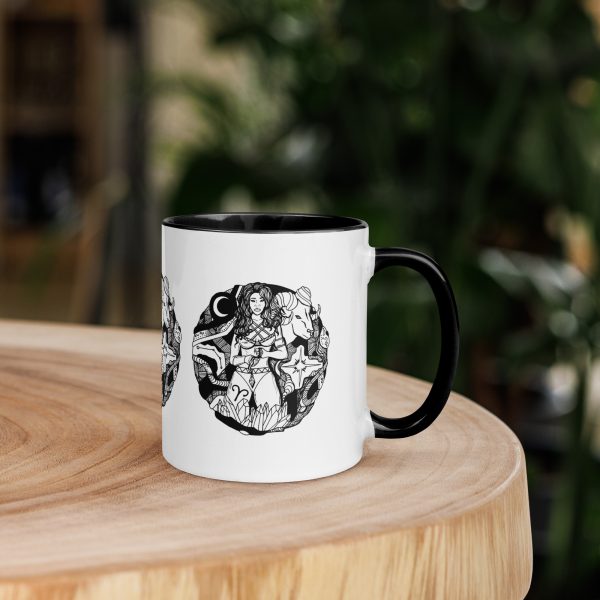Beautiful Aries zodiac coffee mug for women with colorful rim, handle, and interior, 11 oz ceramic