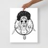 African artwork art print depicting a boy standing between two warring tribes on matte paper