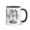 Gemini zodiac coffee mug for women featuring hand-drawn twins design, 11 oz ceramic