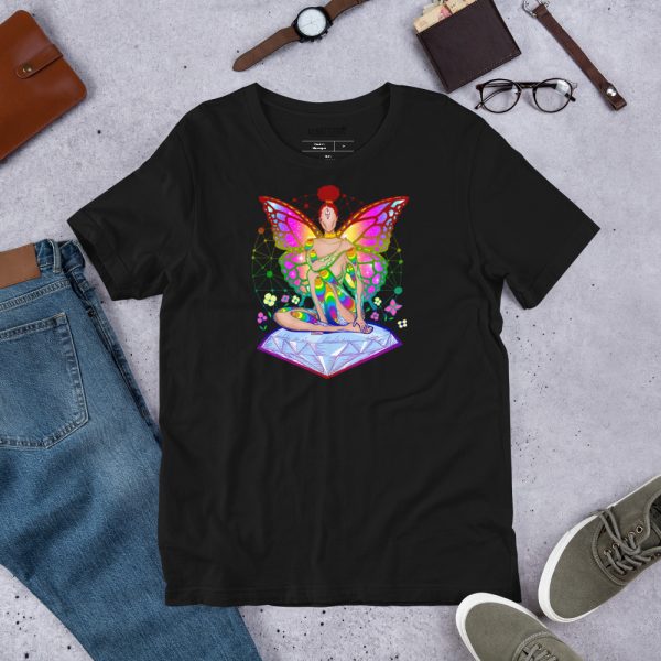 Lesbian pride t-shirt in lightweight cotton with Pride Fairy design for everyday casual wear