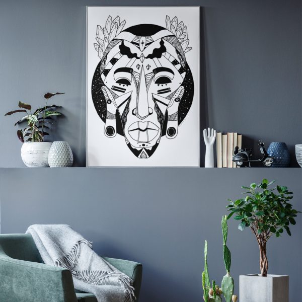 Creative Pen Drawing African Mask Art Print "African Mask No. 1" - Image 4