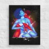 Romantic black love canvas art print depicting a cosmic embrace on stretched canvas