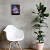 Romantic black cosmic embrace love art on stretched canvas displayed in a room