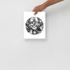 Symbolic skull artwork with Ankh and butterflies in a mystical sacred geometry mandala design