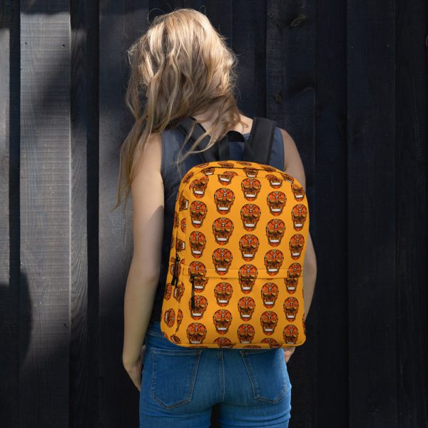 Day of the Dead Skull Backpack | Orange School Bag | Día de Muertos Backpack - Image 8