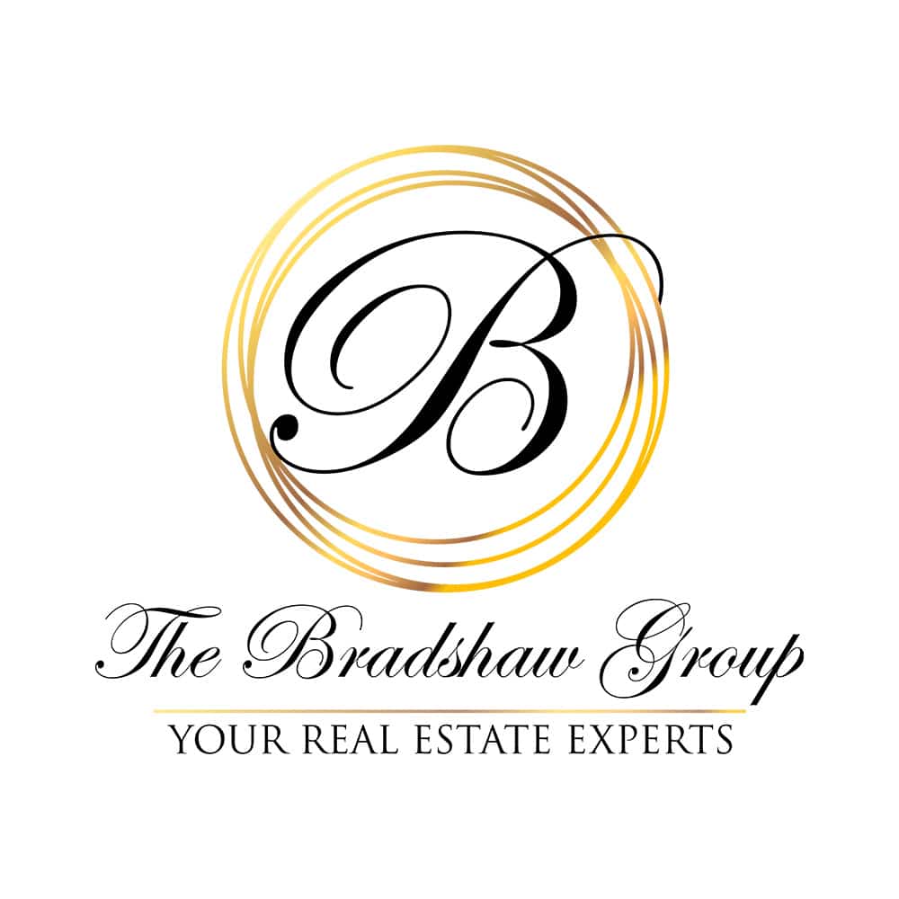 Logo artist's refined Bradshaw Group monogram with golden circular elements for real estate experts