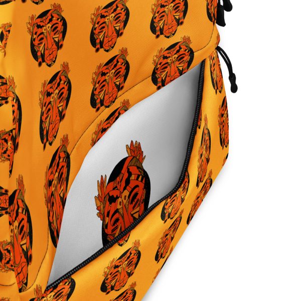 Orange and Black African Mask Backpack | No. 1 African Mask School Bag | Tribal Backpack - Image 5