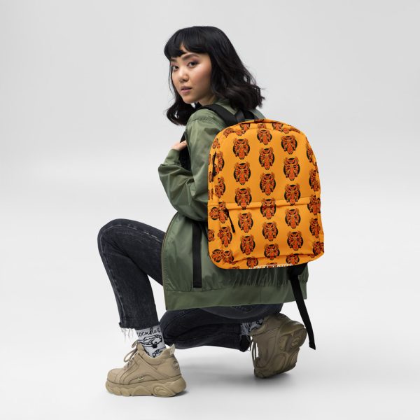Orange and Black African Mask Backpack | No. 1 African Mask School Bag | Tribal Backpack - Image 2