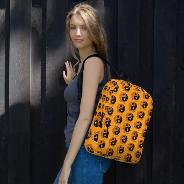 Yin Yang Backpack | Orange and Black School Bag | Yin Yang Art Backpack - Image 5