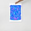 Blue art print of abstract wave design on matte museum-quality paper for minimal decor