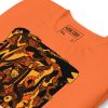 Orange and black abstract wave t-shirt with artistic design, view 5 of 7