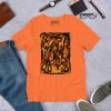 Orange and black abstract art t-shirt featuring Wave of Thoughts No. 4 design