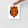 Orange and black African mask art print on matte museum-quality paper as tribal wall decor