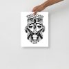 Minimal African mask drawing art print on matte museum-quality paper displayed in a room