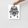 Minimalist African mask drawing on matte museum-quality paper, print 97 of 100