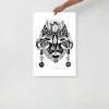 African mask drawing print on matte museum-quality paper displayed in a chic minimal space