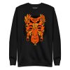 Orange and black African mask graphic sweatshirt with ribbed crew neck and long sleeves