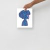 Mountain blue Afrocentric wall art print titled Beautiful Mind on matte museum-quality paper