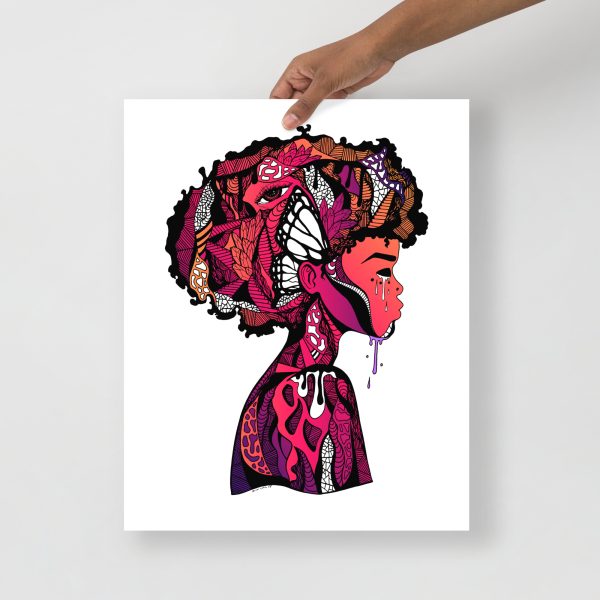 Sunset-toned Afrocentric art print Beautiful Mind on matte museum-quality paper