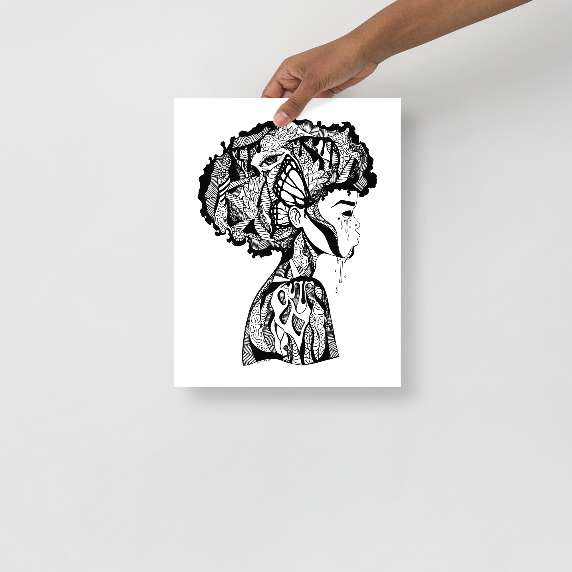 Afrocentric art print Beautiful Mind on matte museum-quality paper displayed on a wall