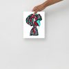 Turquoise and red Afrocentric wall art print Beautiful Mind on matte museum-quality paper