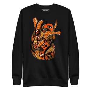 Crew neck anatomical heart sweatshirt with ribbed cuffs and soft fleece for fall layering