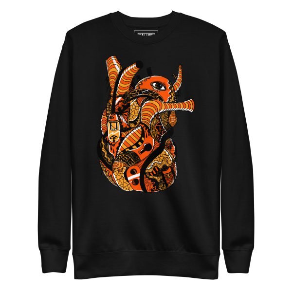Crew neck anatomical heart sweatshirt with ribbed cuffs and soft fleece for fall layering