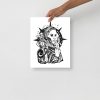 Hand-drawn Arabian women art portrait with celestial motifs and traditional patterns in pen and ink