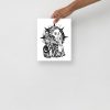 Hand-drawn Arabian women art portrait with celestial motifs and traditional patterns in pen and ink