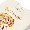Afrocentric t-shirt featuring Black is Beautiful Beautiful Mind design in gold lettering