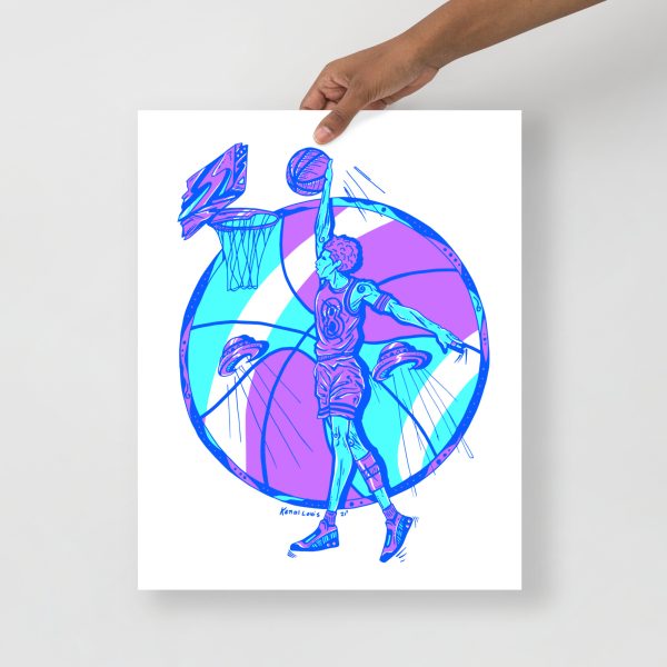 Blue art print featuring Legendary Ball 8 drawing on matte museum-quality paper