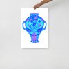 Blue art print of divine lovers amphora drawing on matte museum-quality paper