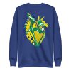 Brazil musical heart sweatshirt with ribbed crew neck, long sleeves, and soft fleece interior
