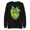 Brazil Musical Heart sweatshirt with ribbed crew neck, long sleeves, and soft fleece interior