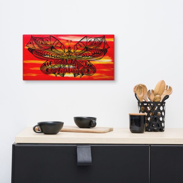 Max the Butterfly abstract line art canvas print displayed for room or office decor
