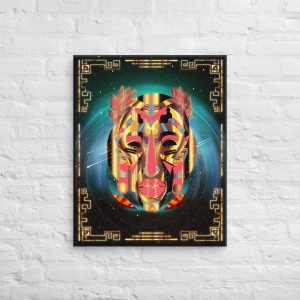 Afrofuturism Art "Retro Gold African Mask No. 1" African Contemporary Art