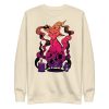 Magical Cat of Fortune sunset cat drawing sweatshirt with ribbed crew neck and long sleeves