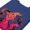 Sunset cat drawing graphic on a soft fleece crewneck cat sweatshirt with ribbed cuffs and hem