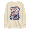 Pink cat sweatshirt with Magical Cat of Fortune drawing, ribbed crew neck and soft fleece fit